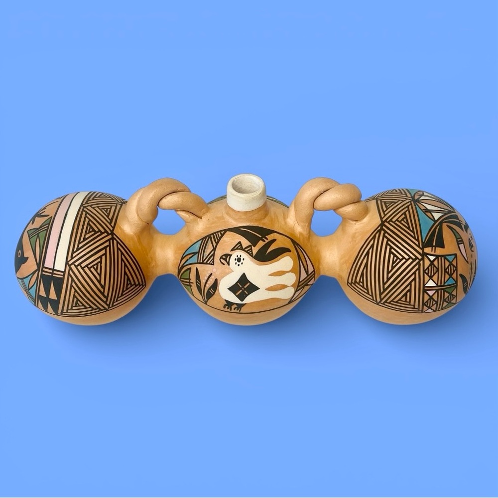 Native‎ American Acoma Pueblo Triple Canteen Polychrome Yolanda Trujillo Signed - Picture 11 of 15